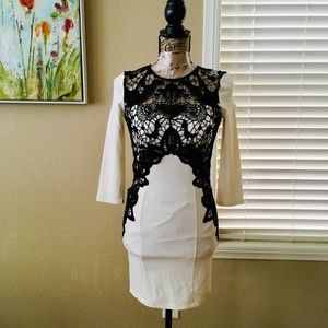 BEBE dress with lace Appliqué